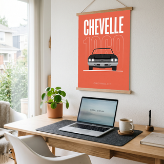 Chevrolet Chevelle 1969 Minimalist Poster — Coral Convertible Muscle Line Art