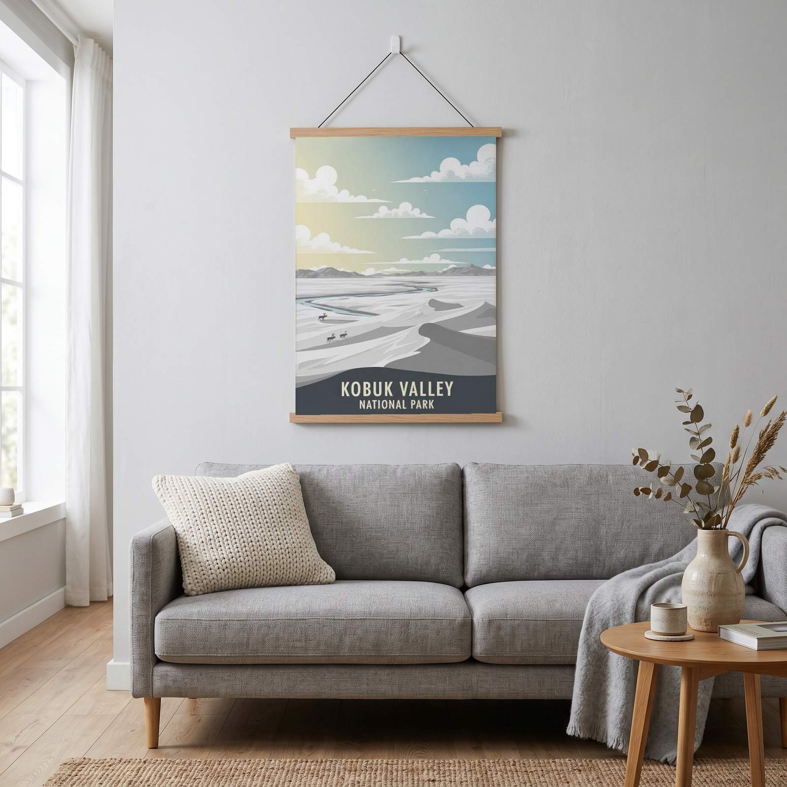 Kobuk Valley National Park Poster — Vintage Alaska Arctic Sand Dunes Caribou