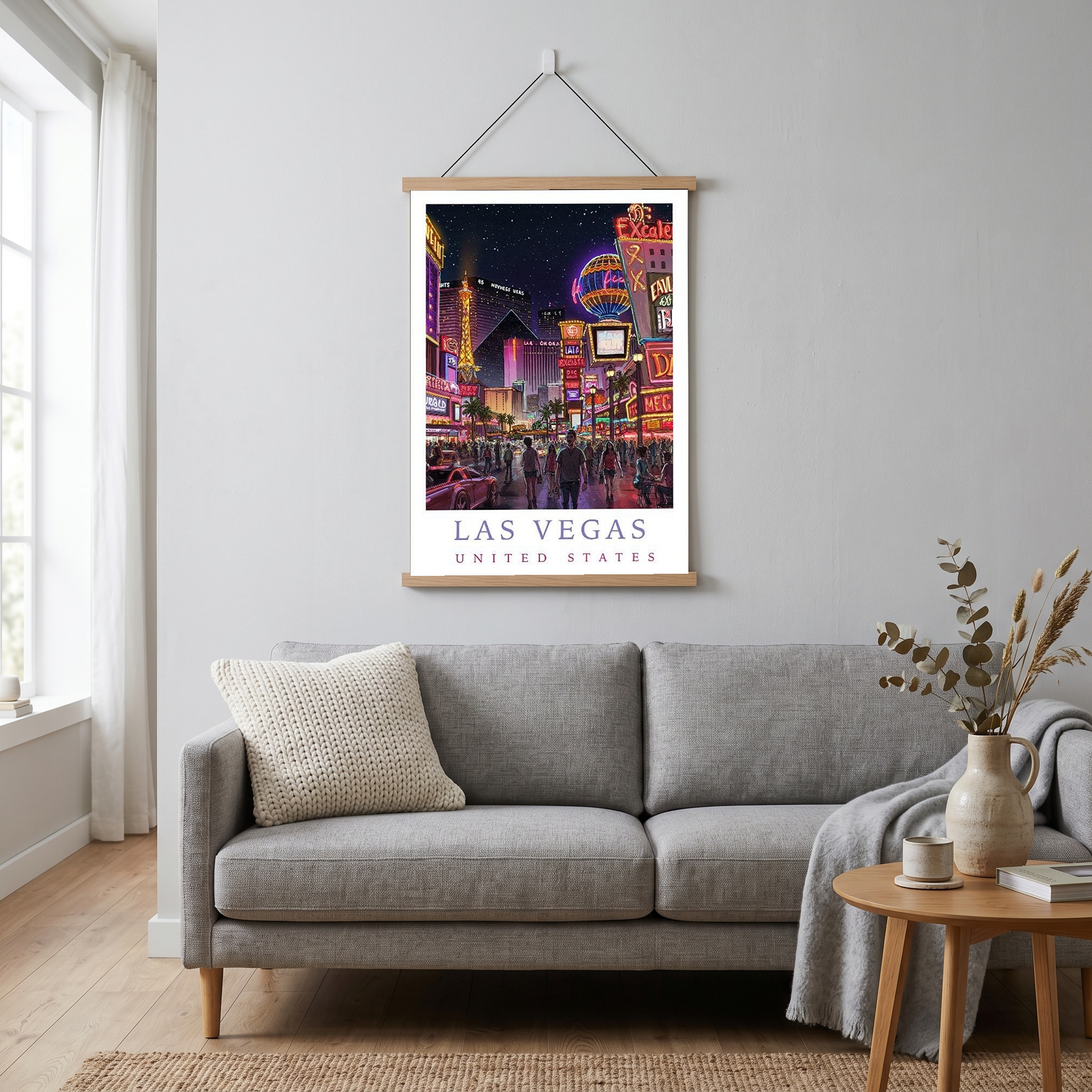 Las Vegas Travel Poster — Neon Strip Night Cityscape Print
