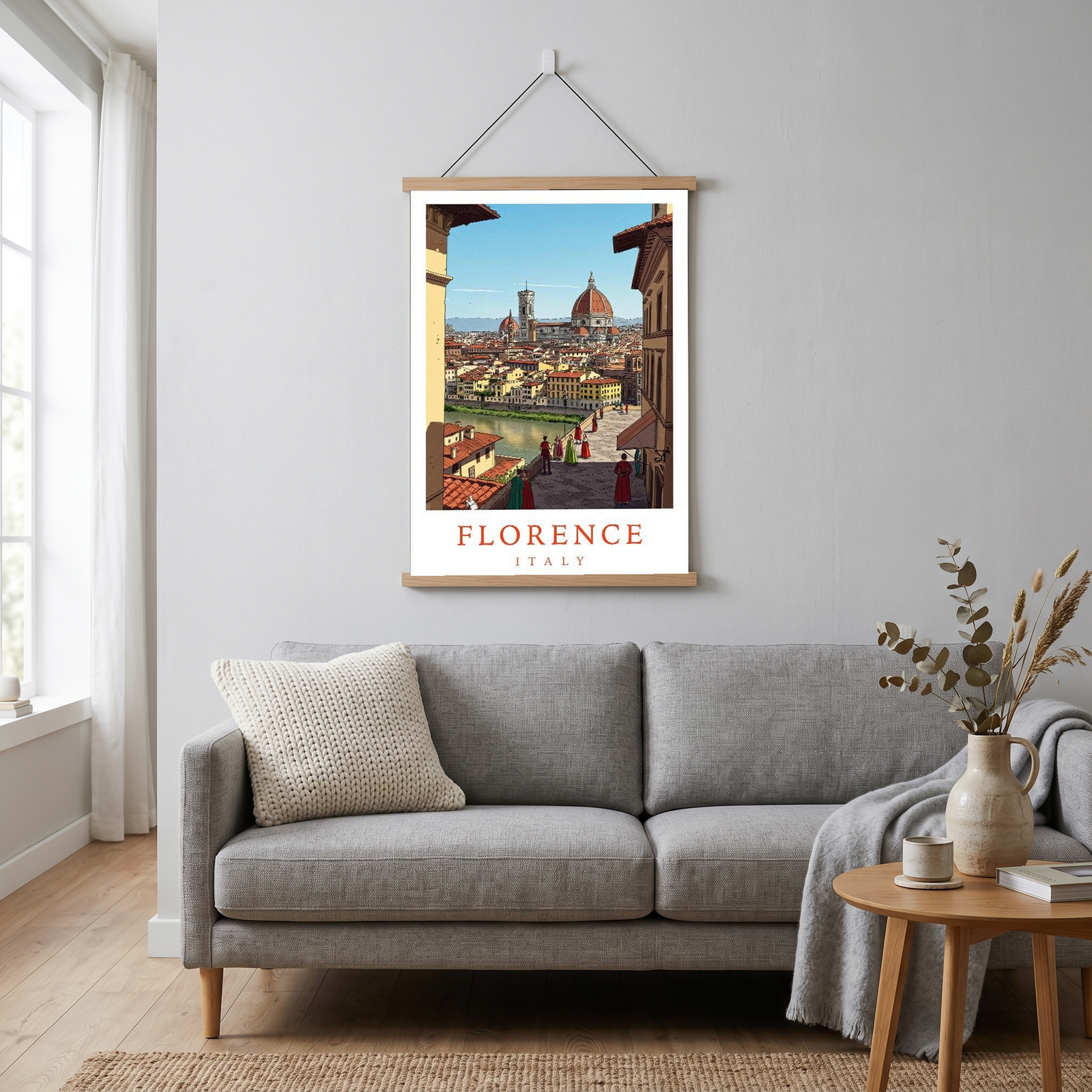 Florence Italy Travel Poster — Duomo Cathedral Renaissance Street Print