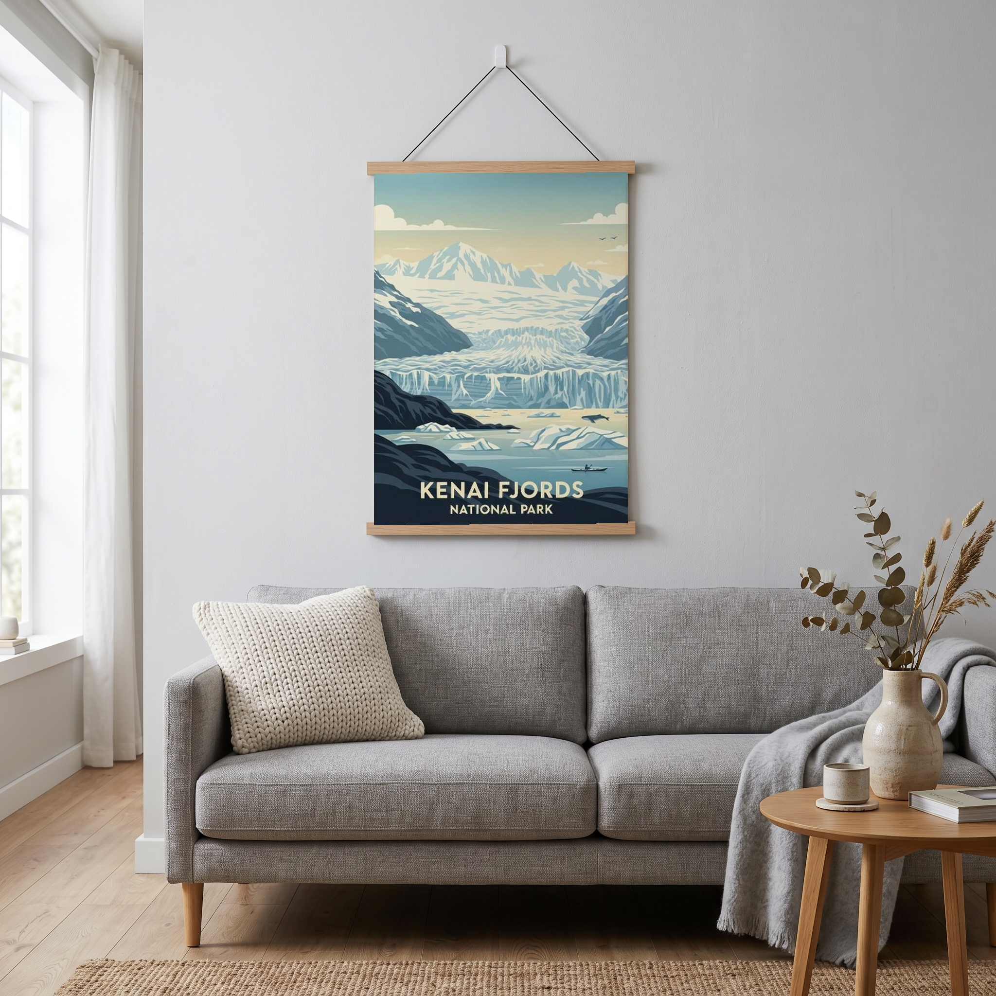 Kenai Fjords National Park Poster — Vintage Alaska Glacier Whale Kayak Print