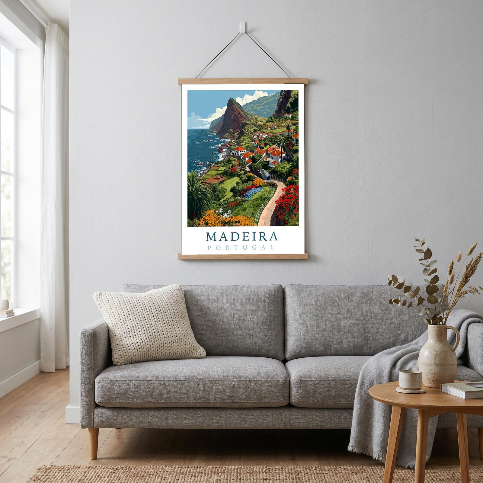 Madeira Portugal Travel Poster — Vintage Island Cliffs Print