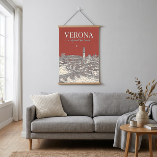 Verona Line Art Print — Rust Arena Ponte Pietra Skyline Wall Art