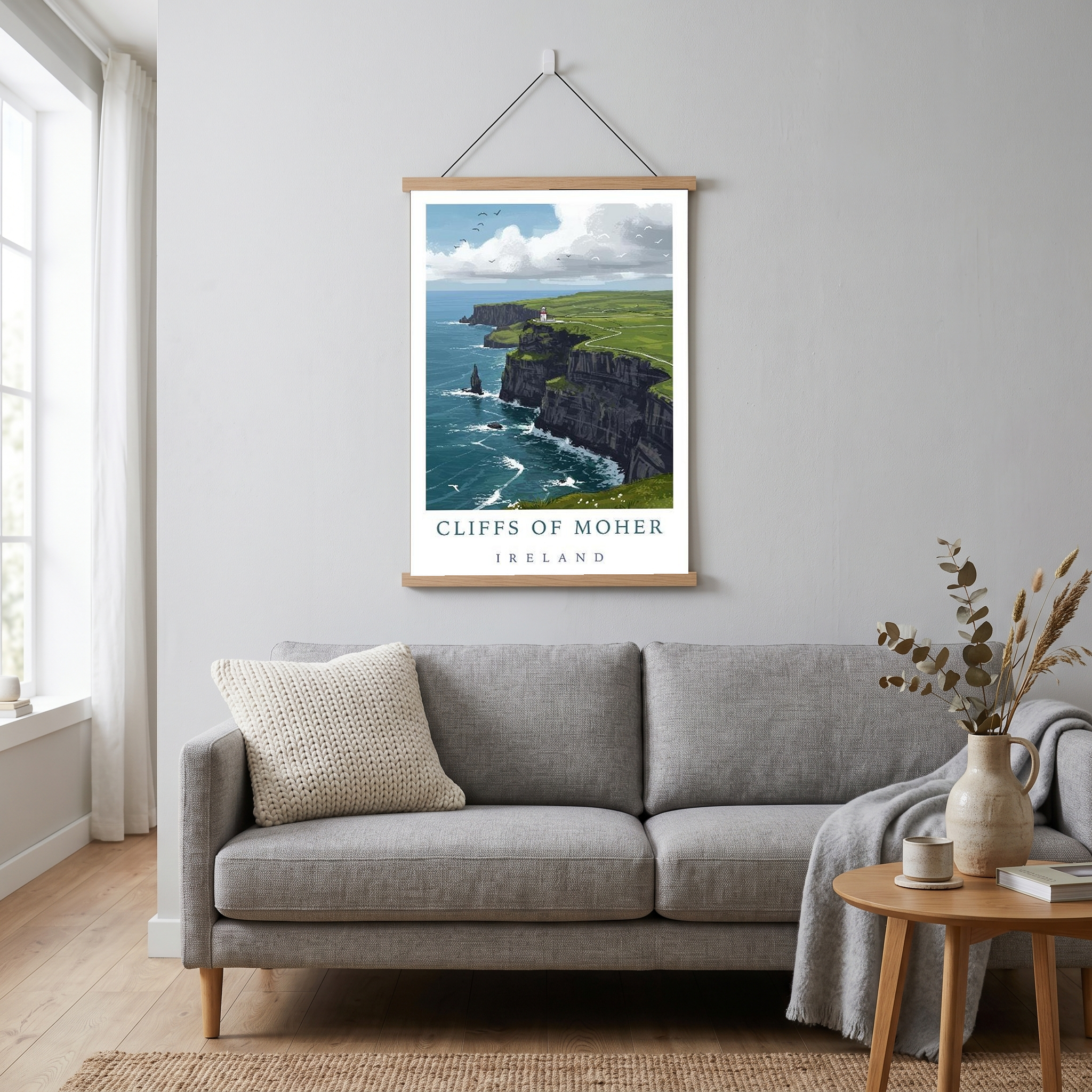 Cliffs of Moher Ireland Travel Poster — Coastal Lighthouse Atlantic Print