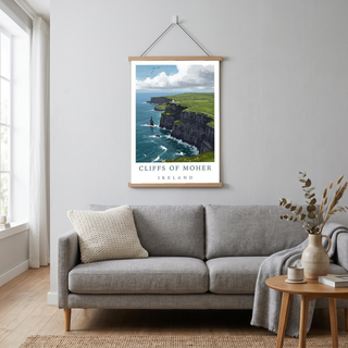 Cliffs of Moher Ireland Travel Poster — Coastal Lighthouse Atlantic Print