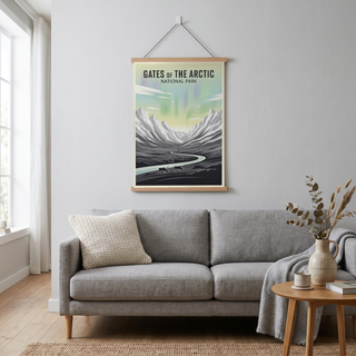 Gates of the Arctic National Park Poster — Vintage Alaska Aurora Caribou Print