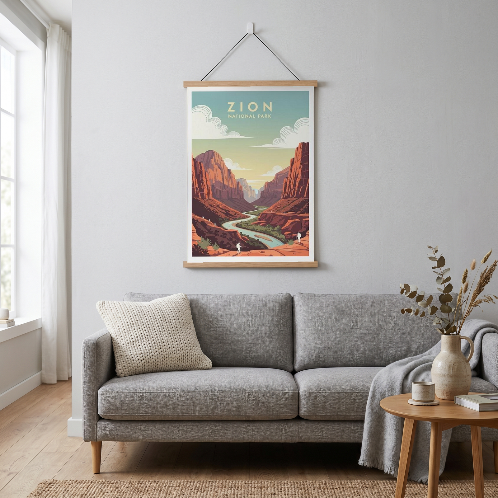 Zion National Park Poster — Vintage Utah Red Canyon Travel Print