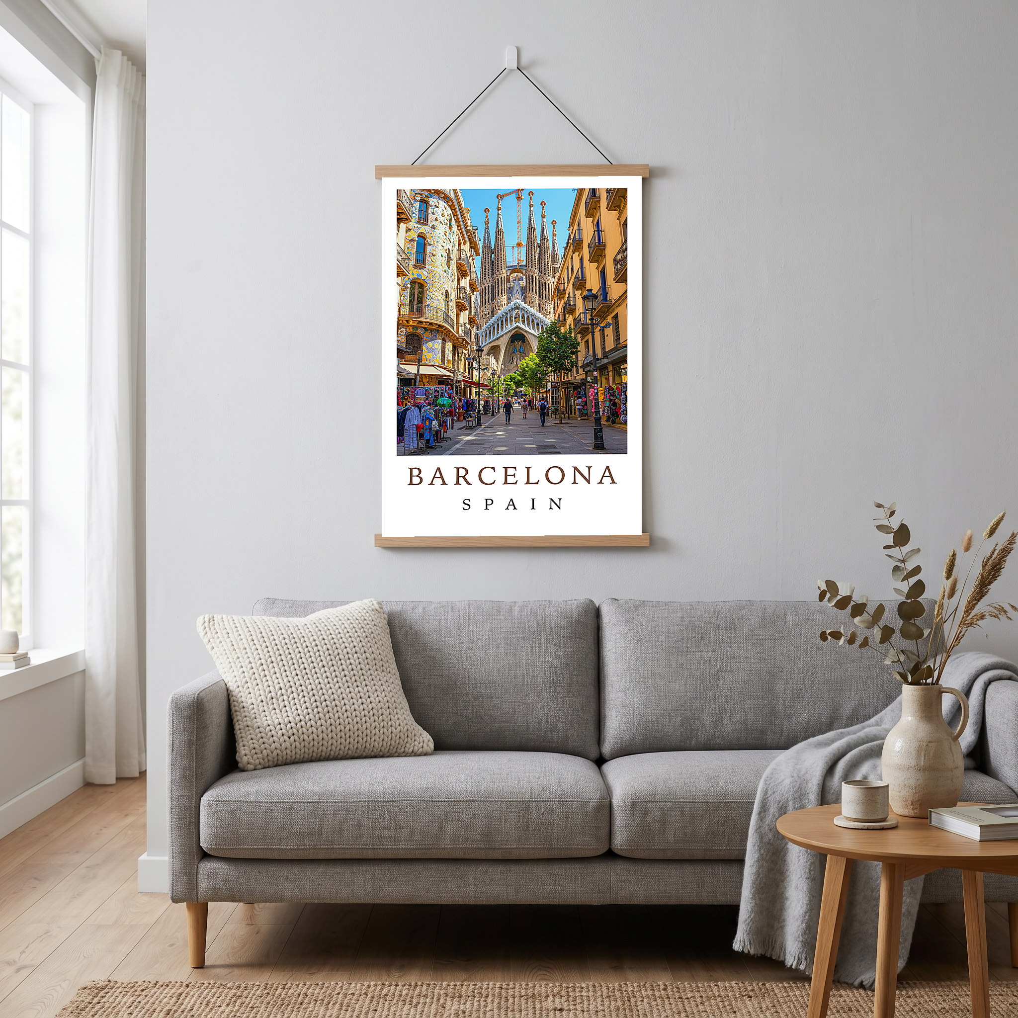 Barcelona Spain Travel Poster — Sagrada Familia Cityscape Print
