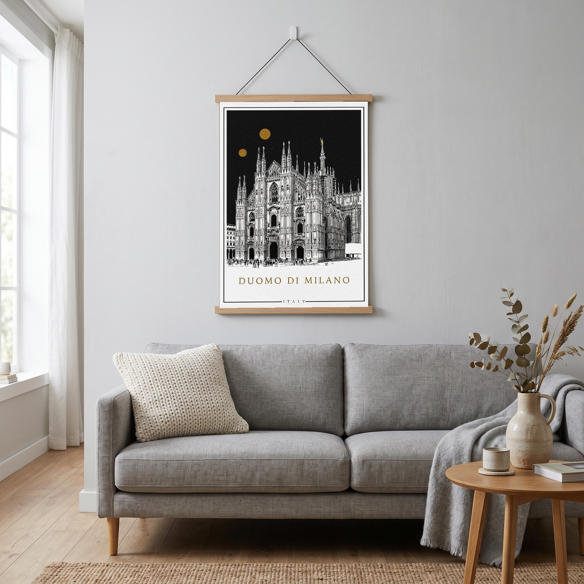 Duomo di Milano Italy Poster — Milan Cathedral Gold Moons Print