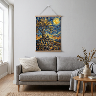 Man in Tree of Life Print — Van Gogh-Style Spiritual Reflection Wall Art