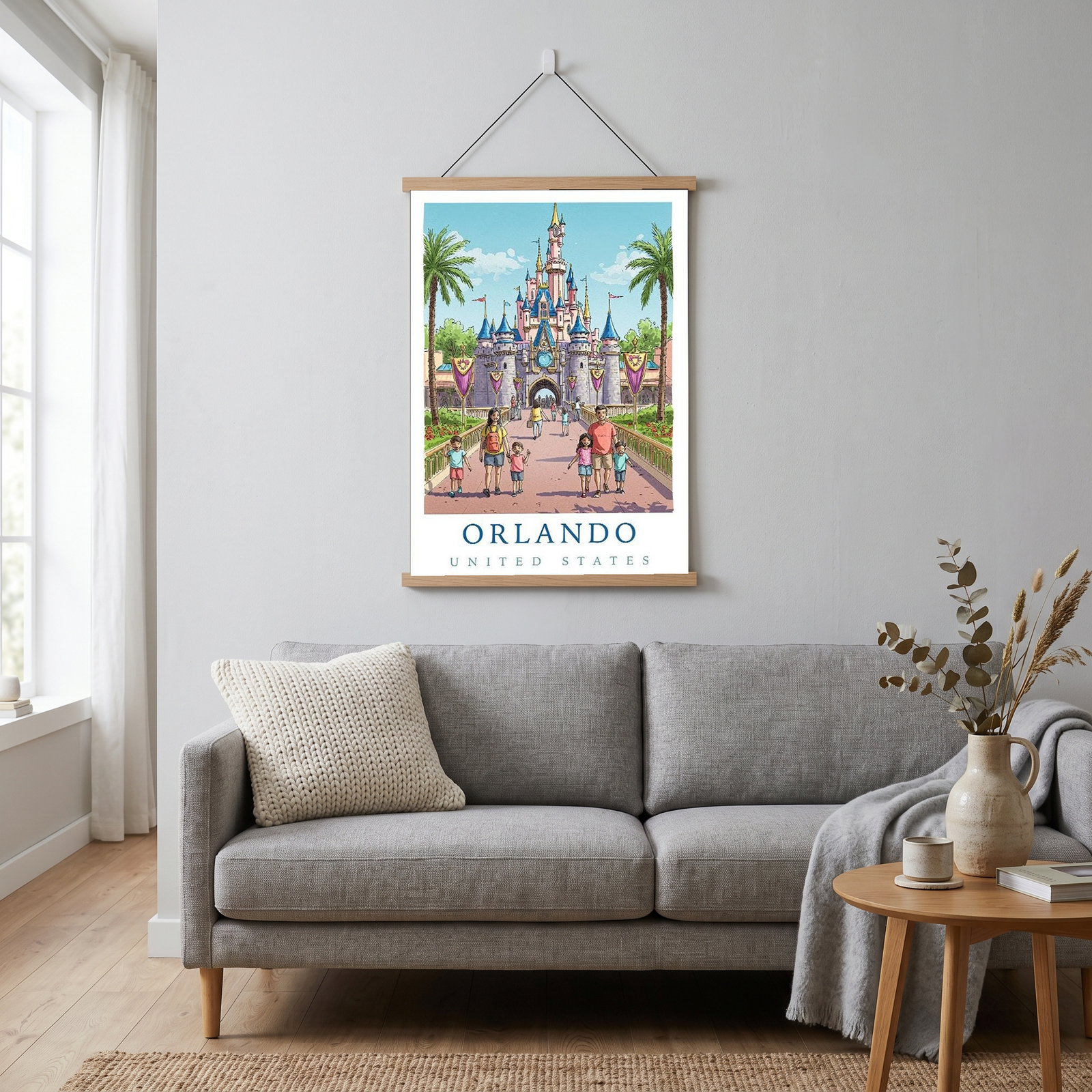Orlando Florida Travel Poster — Fairy Tale Castle Theme Park Family Print