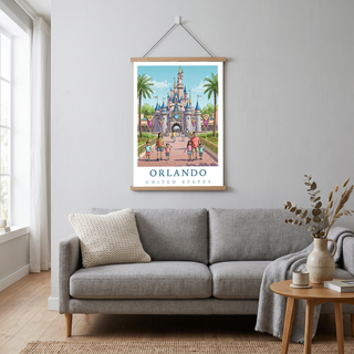 Orlando Florida Travel Poster — Fairy Tale Castle Theme Park Family Print