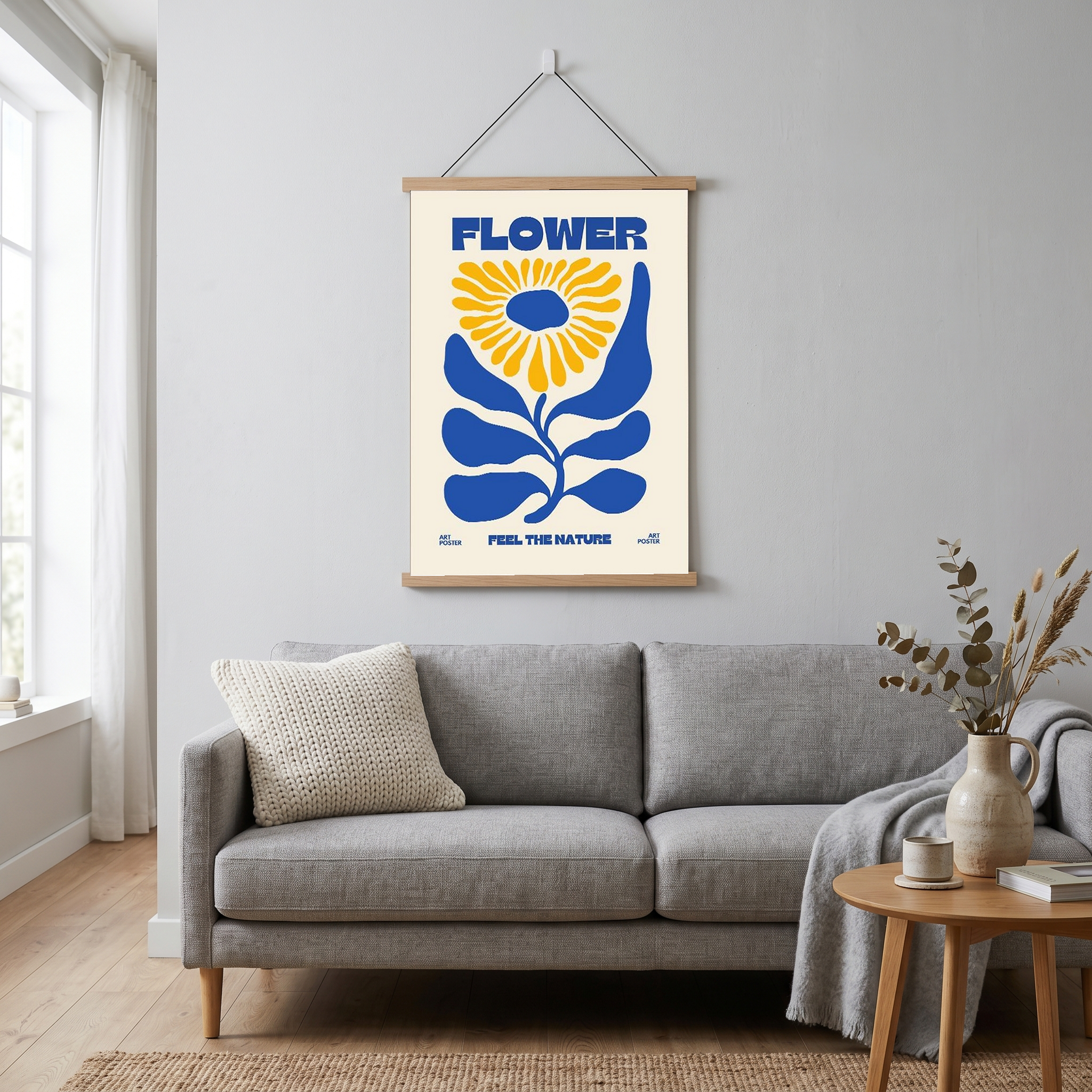FLOWER Feel the Nature Poster — Mid-Century Botanical Cut-Out Print