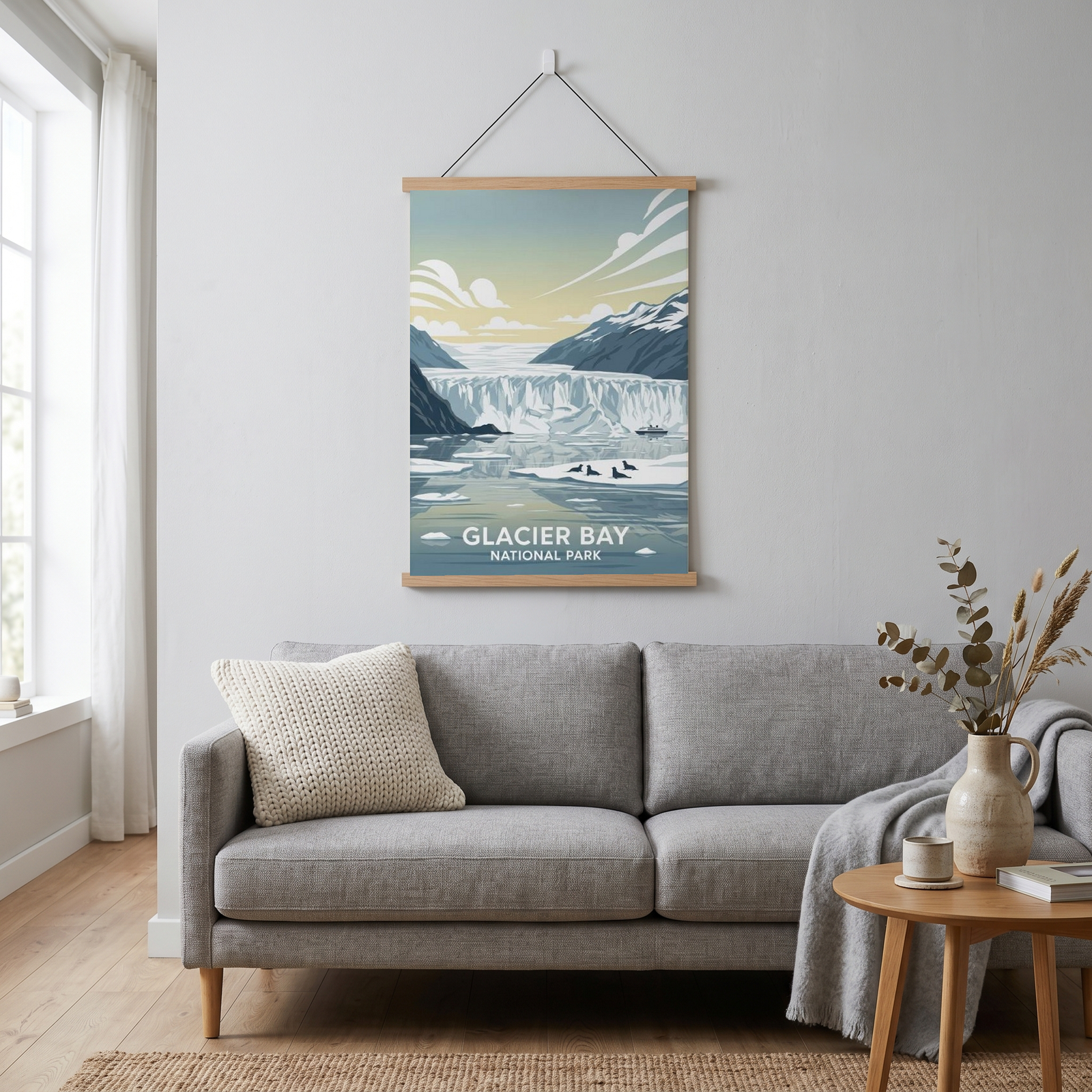 Glacier Bay National Park Poster — Vintage Alaska Tidewater Glacier Seal Print