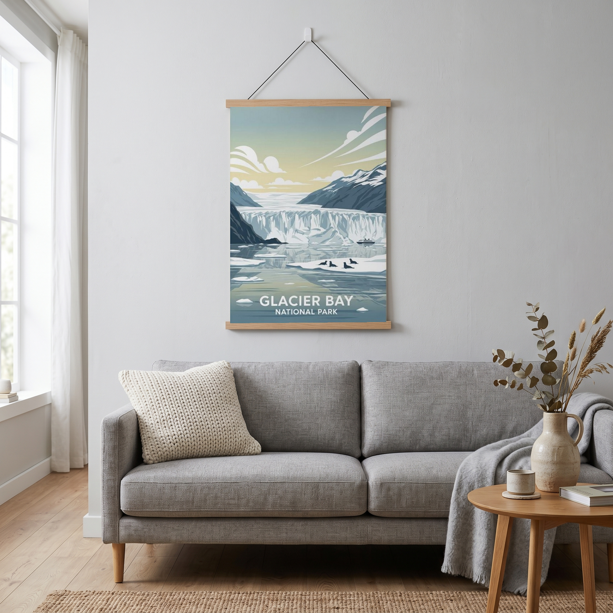 Glacier Bay National Park Poster — Vintage Alaska Tidewater Glacier Seal Print