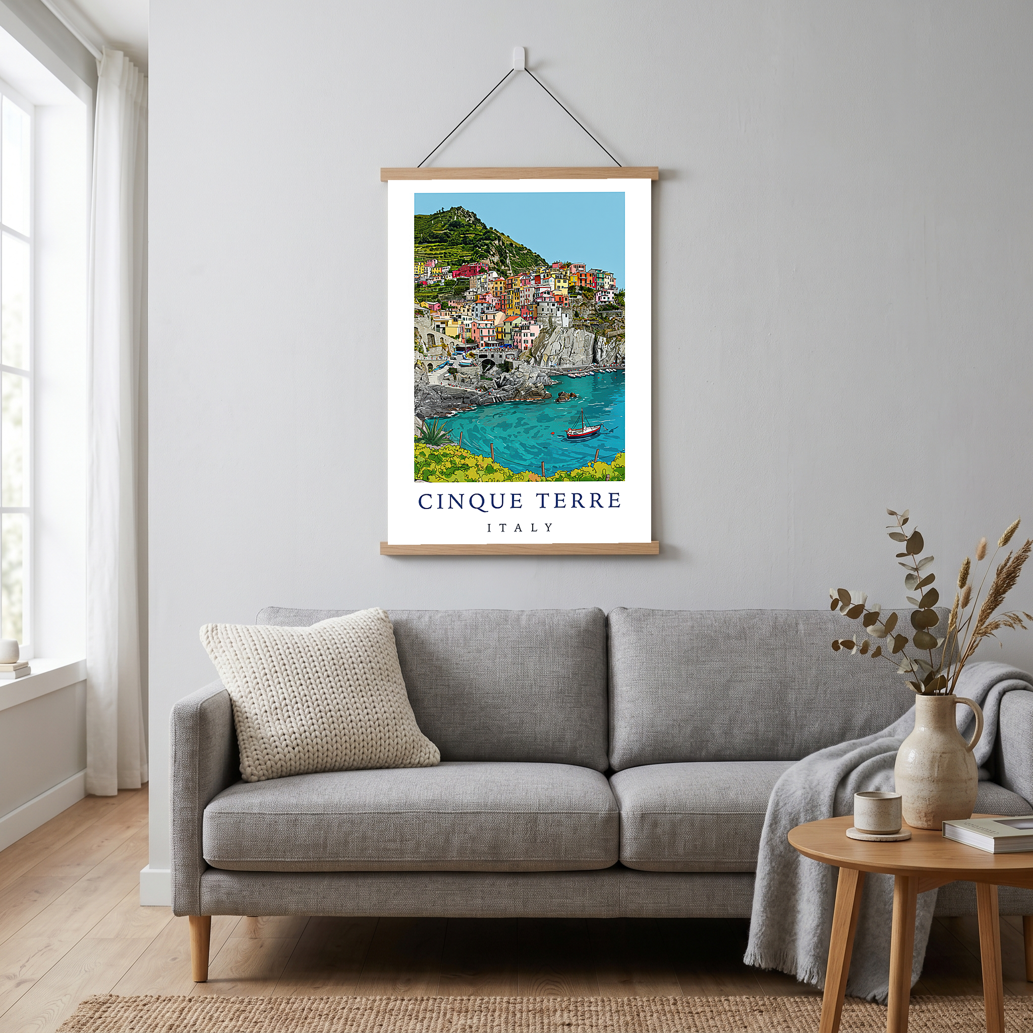 Cinque Terre Italy Travel Poster — Manarola Coastal Village Print