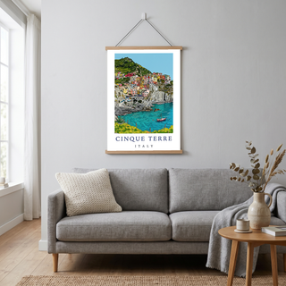 Cinque Terre Italy Travel Poster — Manarola Coastal Village Print