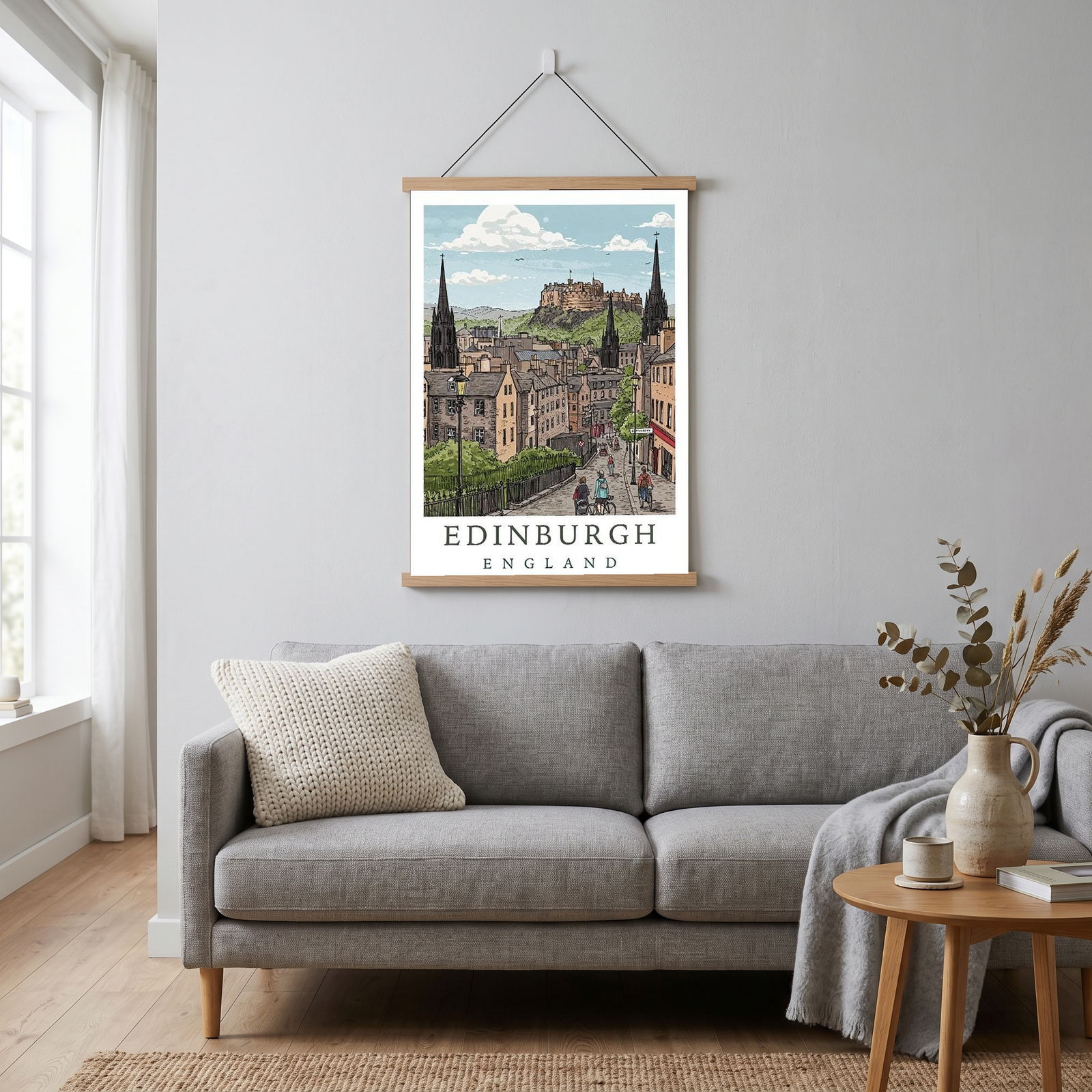Edinburgh Scotland Travel Poster — Castle Royal Mile Old Town Print