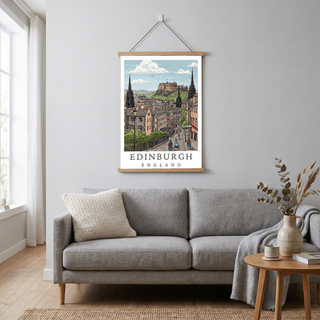 Edinburgh Scotland Travel Poster — Castle Royal Mile Old Town Print