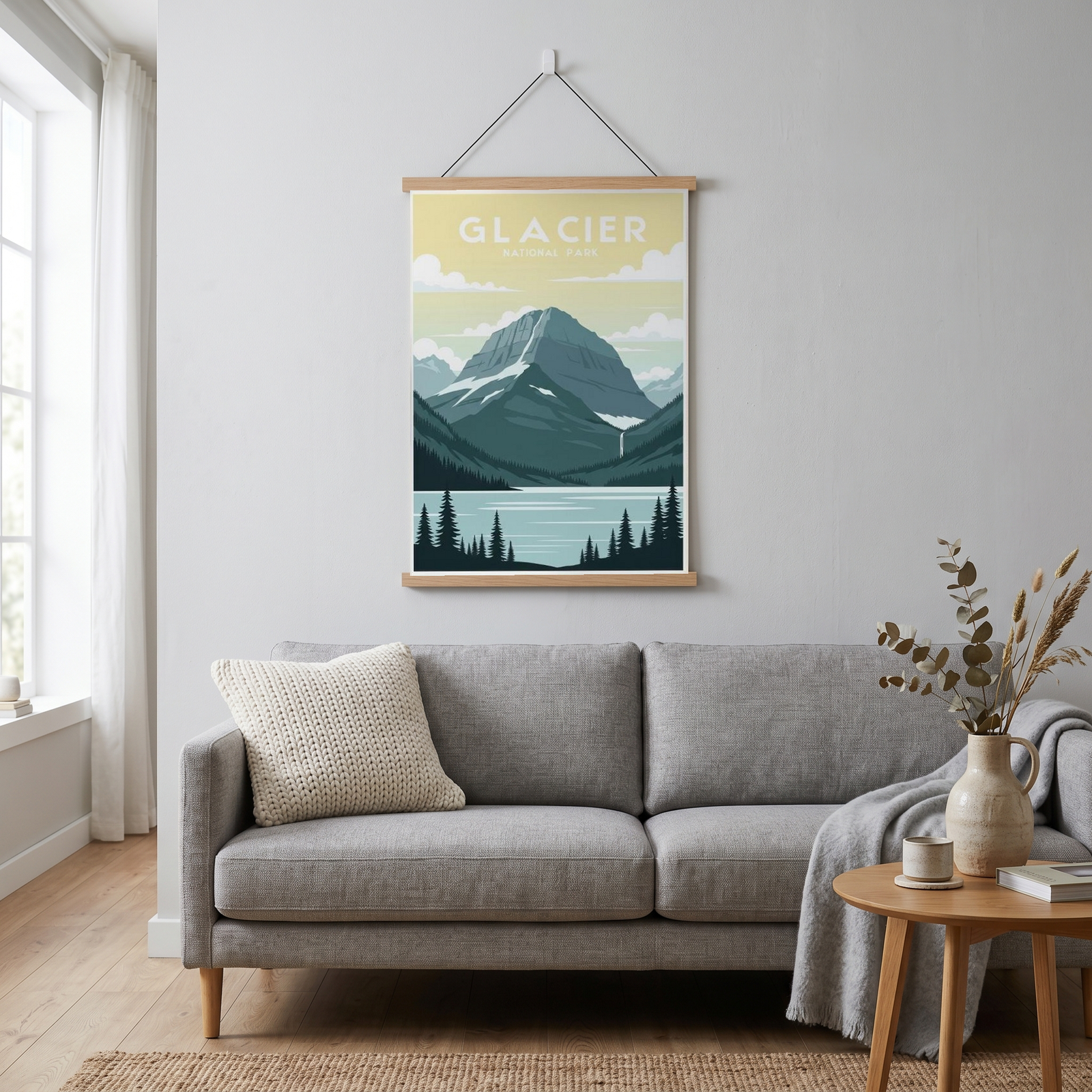 Glacier National Park Poster — Vintage Montana Rocky Mountain Lake Print