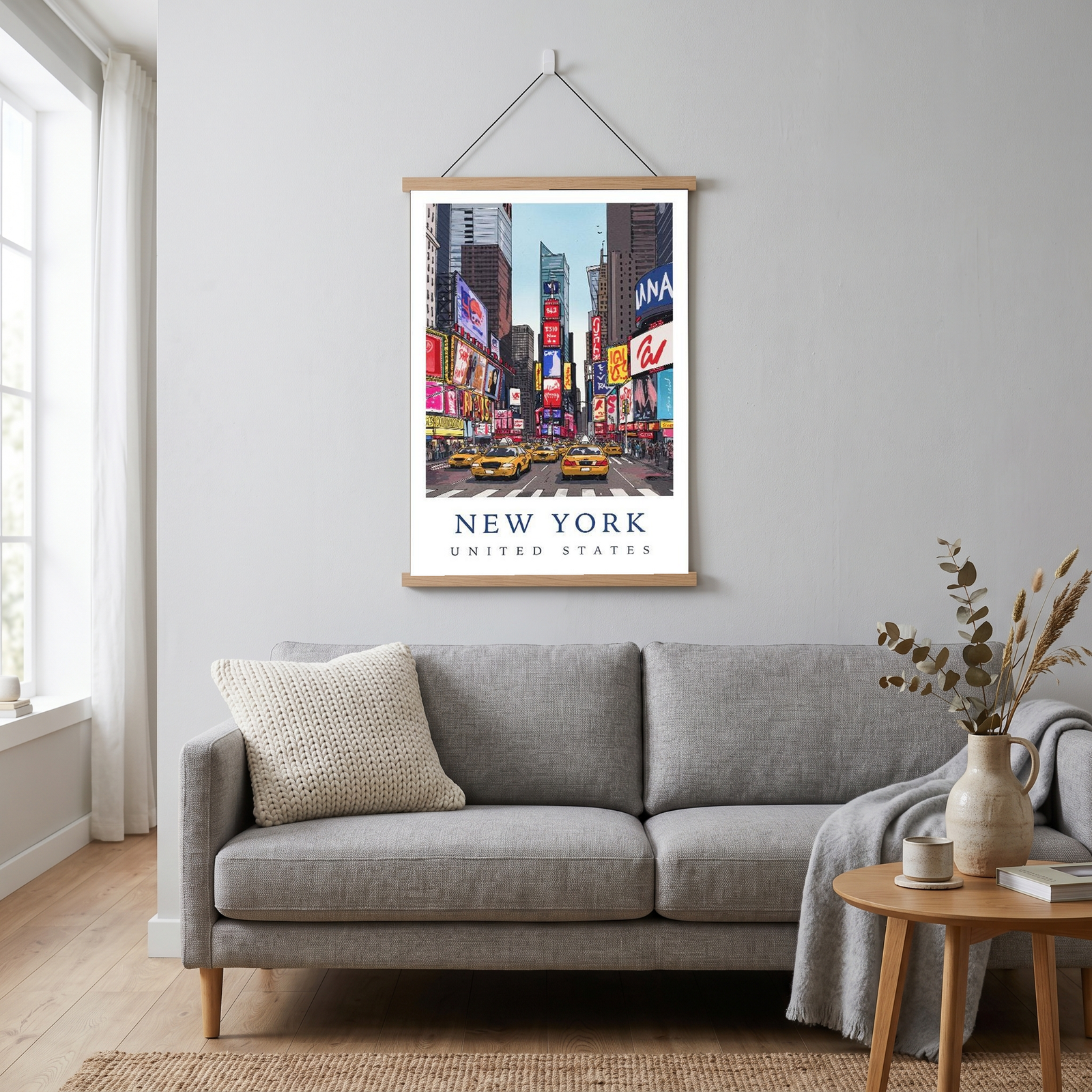 New York City Travel Poster — Times Square Yellow Cabs Iconic Print