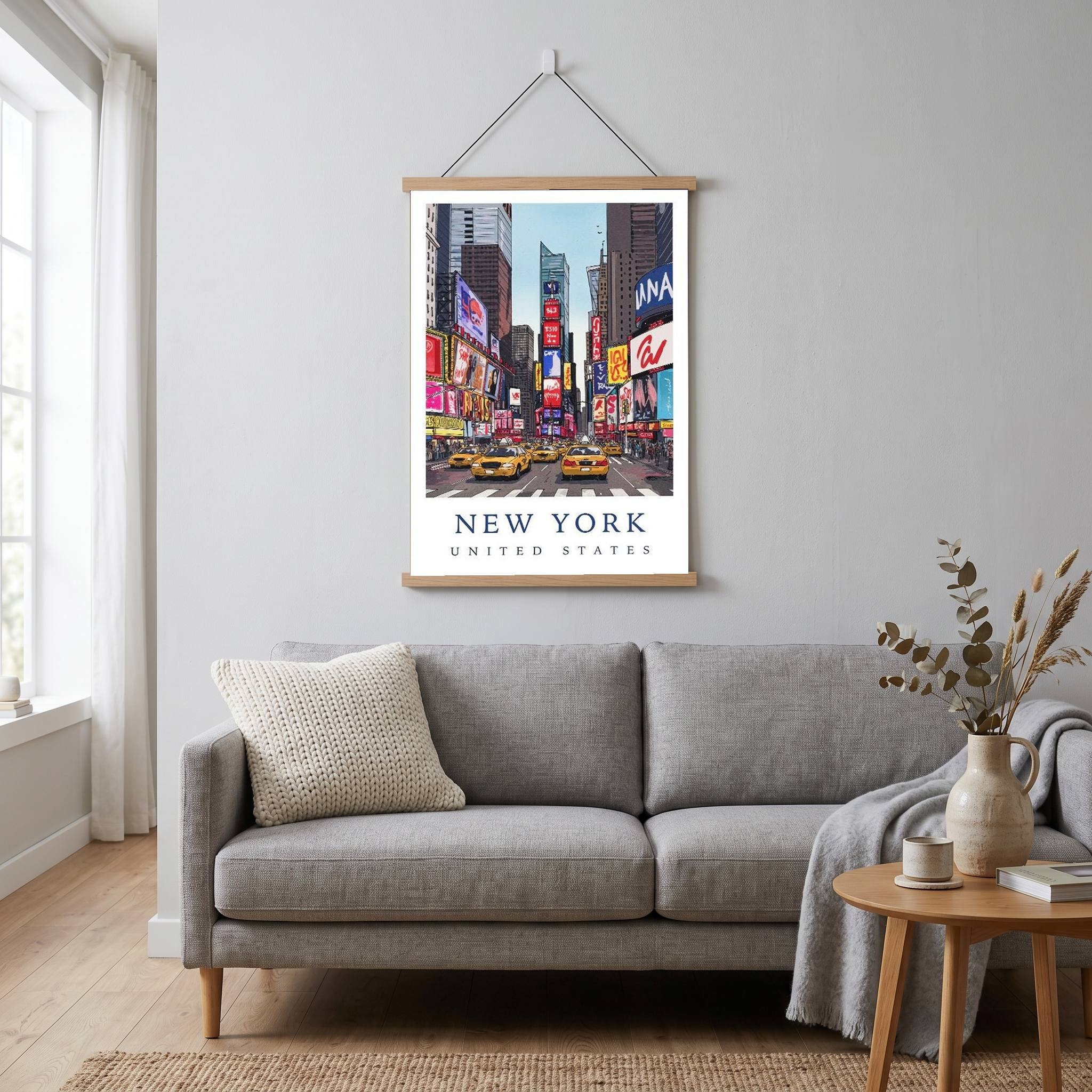 New York City Travel Poster — Times Square Yellow Cabs Iconic Print