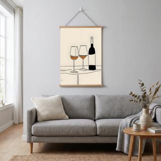 Minimalist Wine Line Art Print – Modern Kitchen & Bar Cart Poster