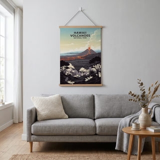 Hawaii Volcanoes National Park Poster — Vintage Kilauea Lava Tropical Print