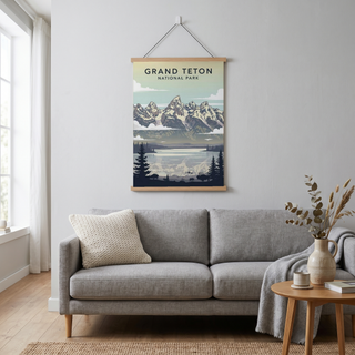 Grand Teton National Park Poster — Vintage Wyoming Bison Jackson Lake Print