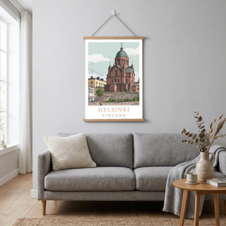 Helsinki Finland Travel Poster — Uspenski Cathedral Nordic City Print