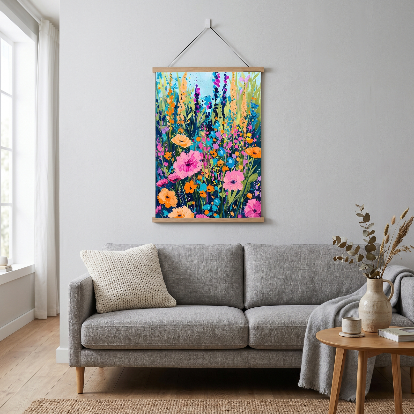 Abstract Flower Field Print — Vibrant Botanical Painterly Wall Art
