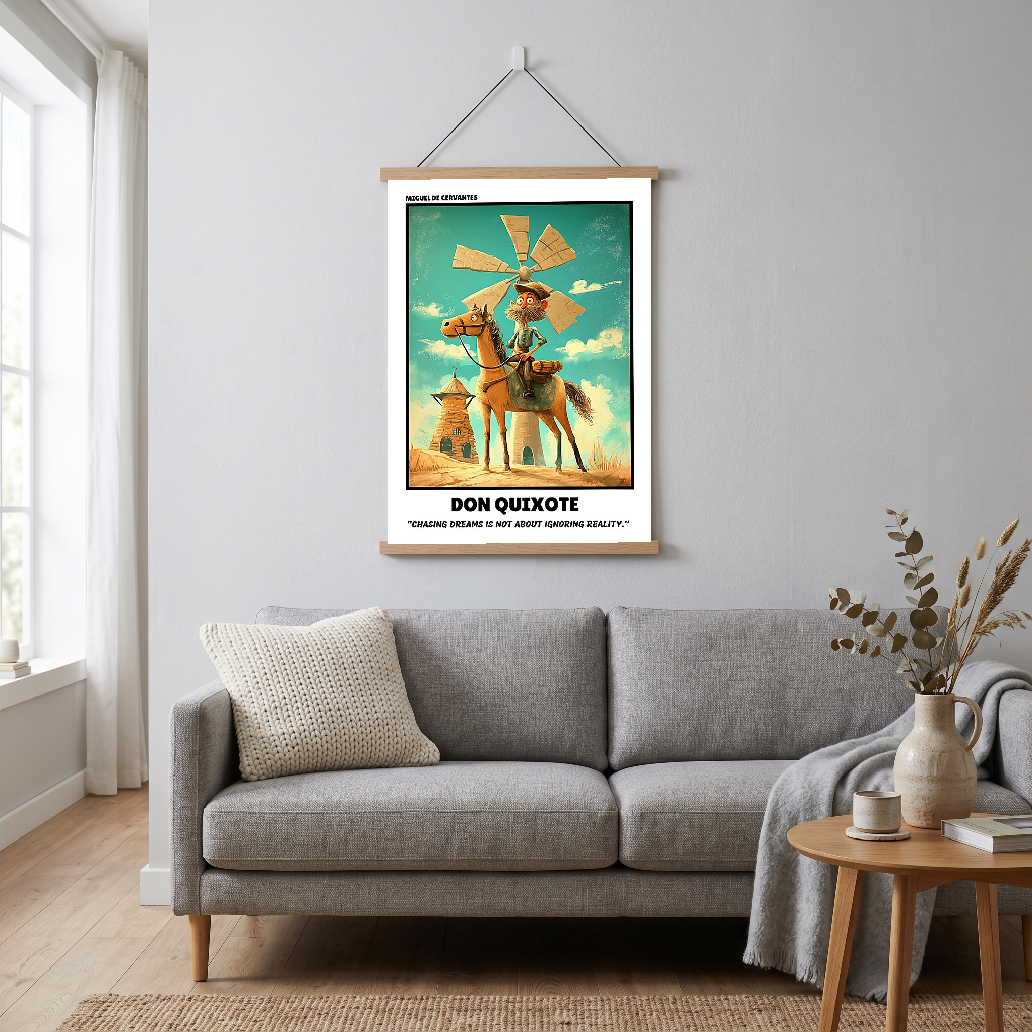 Don Quixote Poster - Chasing Dreams Literary Quote Wall Art Print