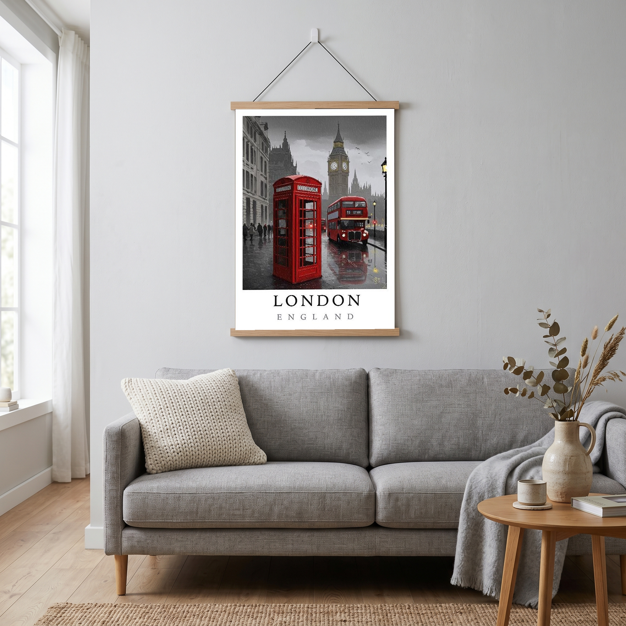 London Travel Poster — Big Ben Red Bus Telephone Box Iconic Print