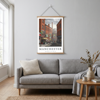 Manchester England Travel Poster — Northern Quarter Street Art Print
