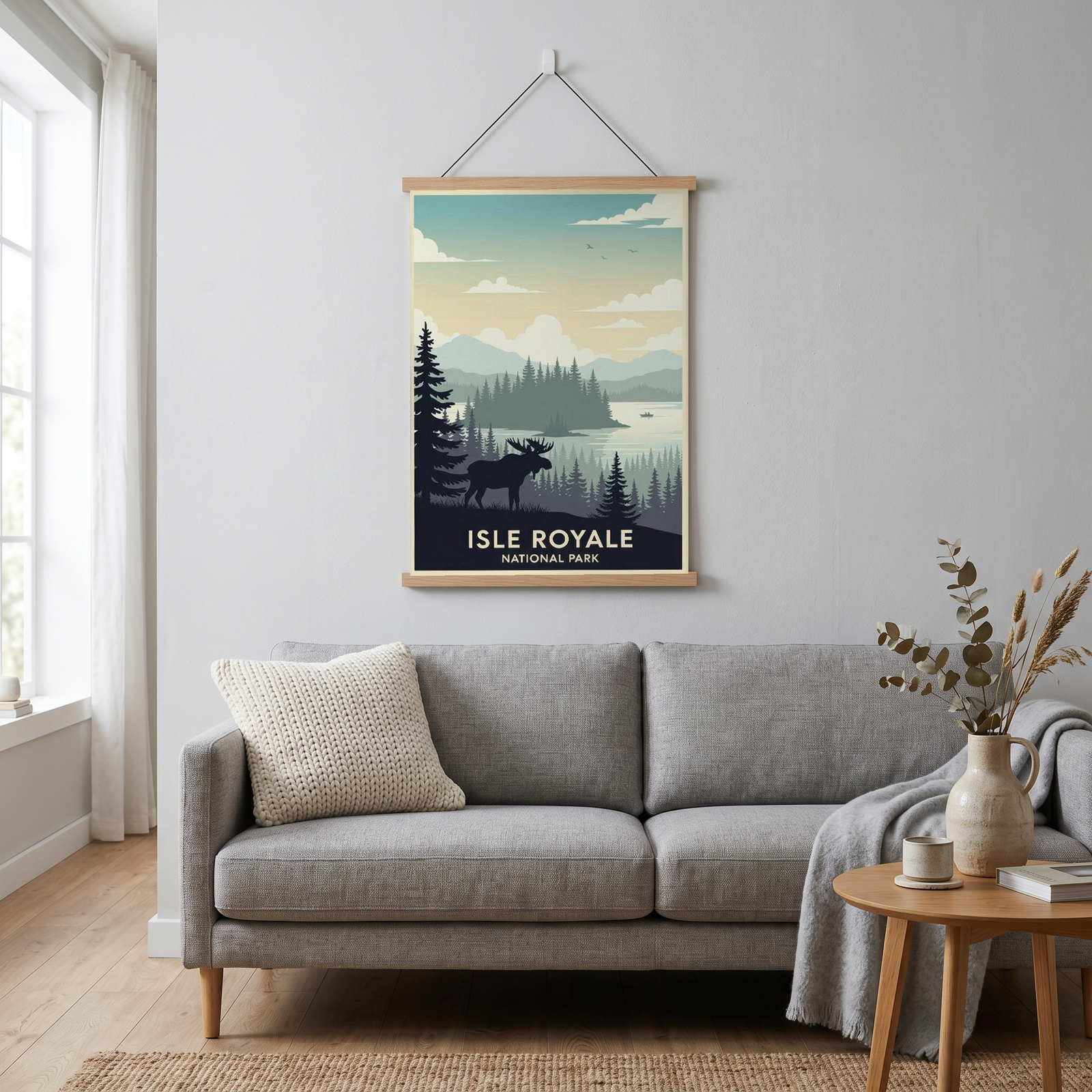 Isle Royale National Park Poster — Vintage Michigan Moose Lake Superior Print