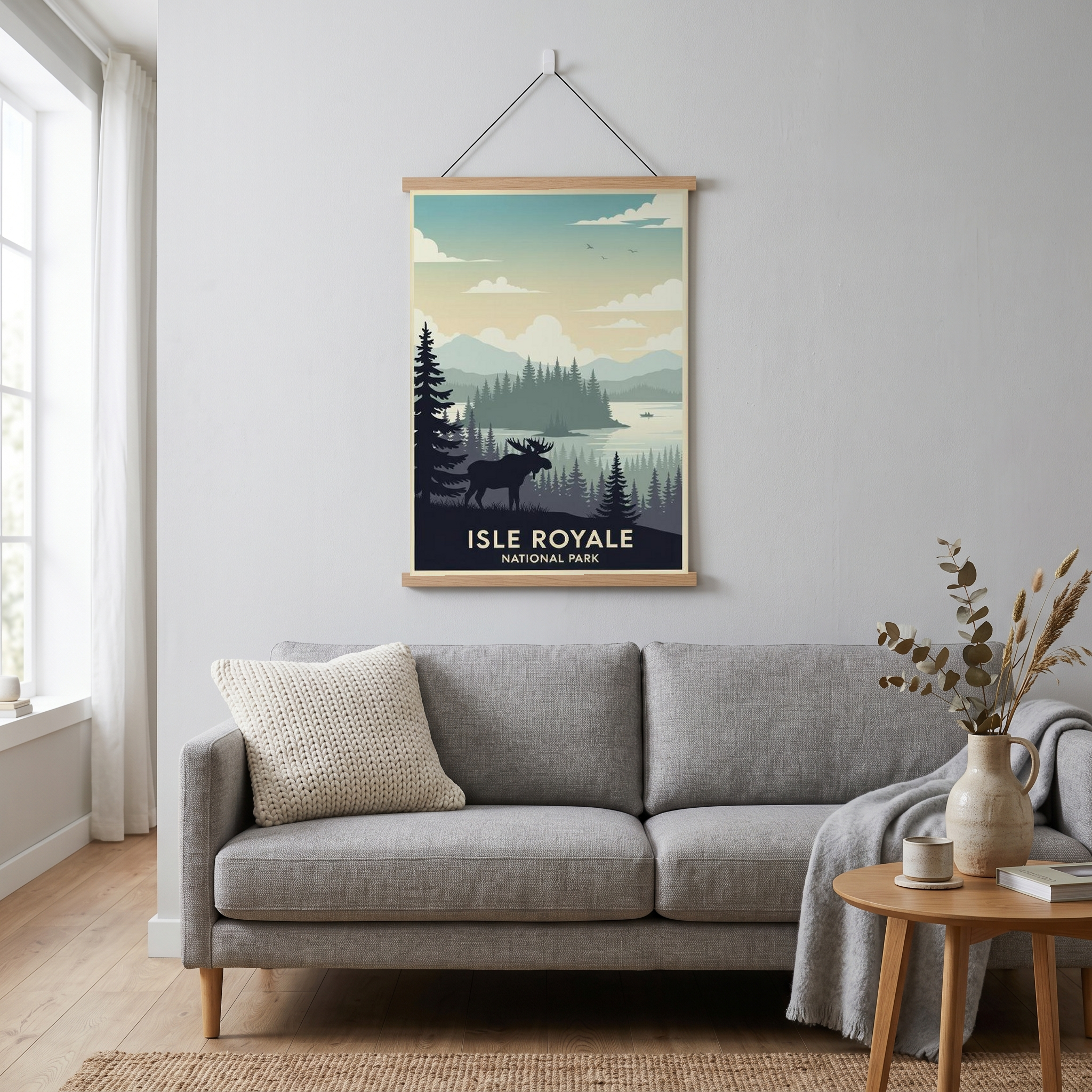 Isle Royale National Park Poster — Vintage Michigan Moose Lake Superior Print