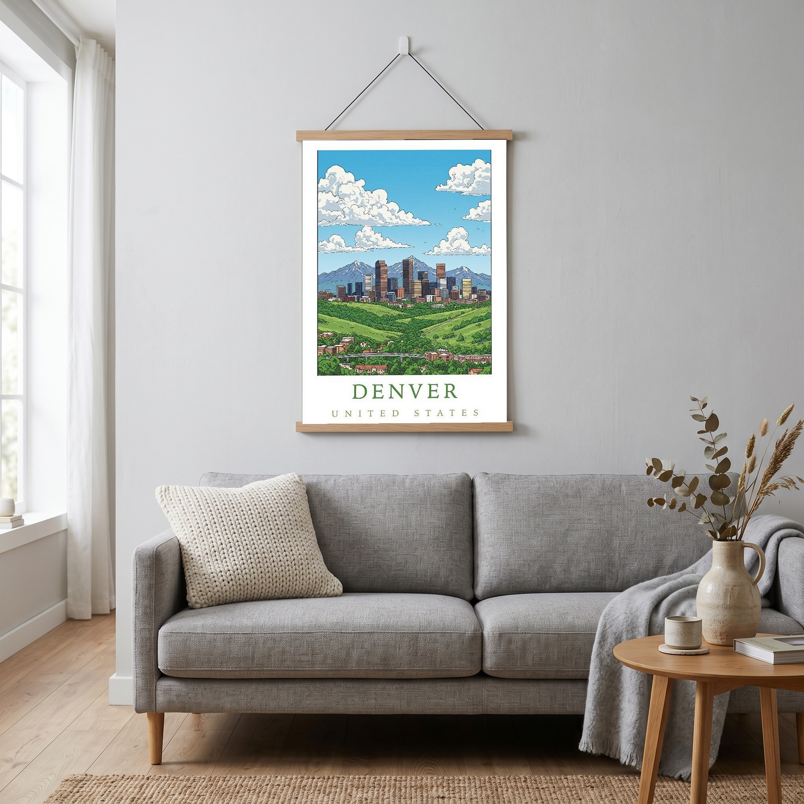 Denver Colorado Travel Poster — Rocky Mountains Mile-High Skyline Print