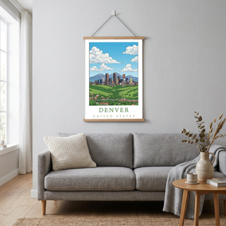 Denver Colorado Travel Poster — Rocky Mountains Mile-High Skyline Print