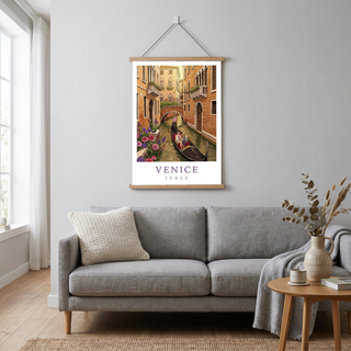 Venice Italy Travel Poster — Gondola Canal Romantic Wall Art Print