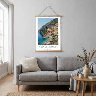 Amalfi Coast Italy Travel Poster — Positano Cliffside Village Print
