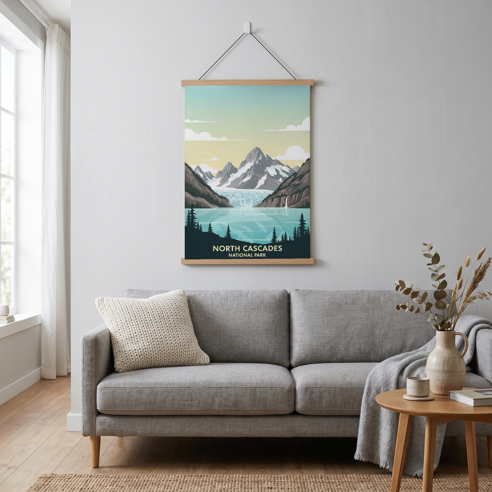 North Cascades National Park Poster — Vintage Washington Glacier Alpine Lake Print