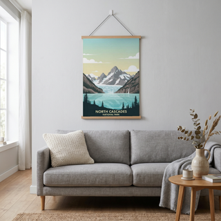 North Cascades National Park Poster — Vintage Washington Glacier Alpine Lake Print