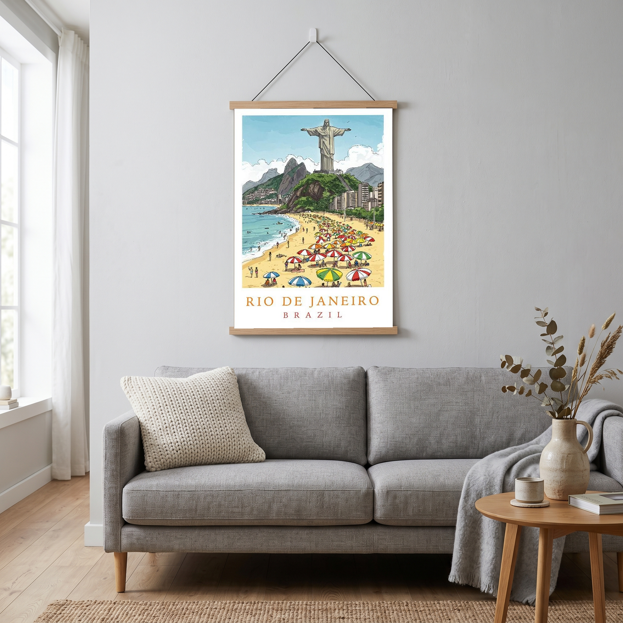Rio de Janeiro Brazil Travel Poster — Christ Redeemer Copacabana Print