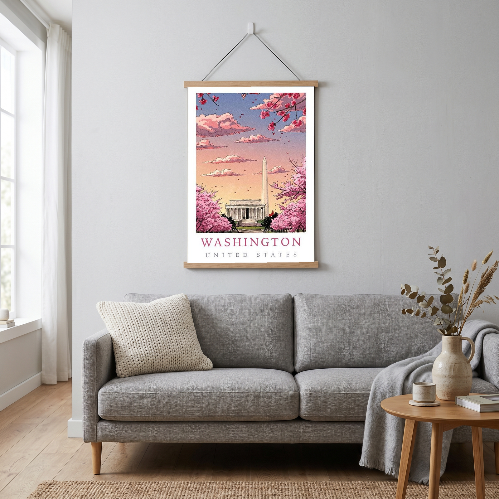 Washington DC — Cherry Blossom Monument Wall Art Print