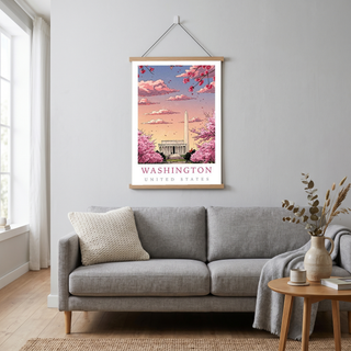 Washington DC — Cherry Blossom Monument Wall Art Print
