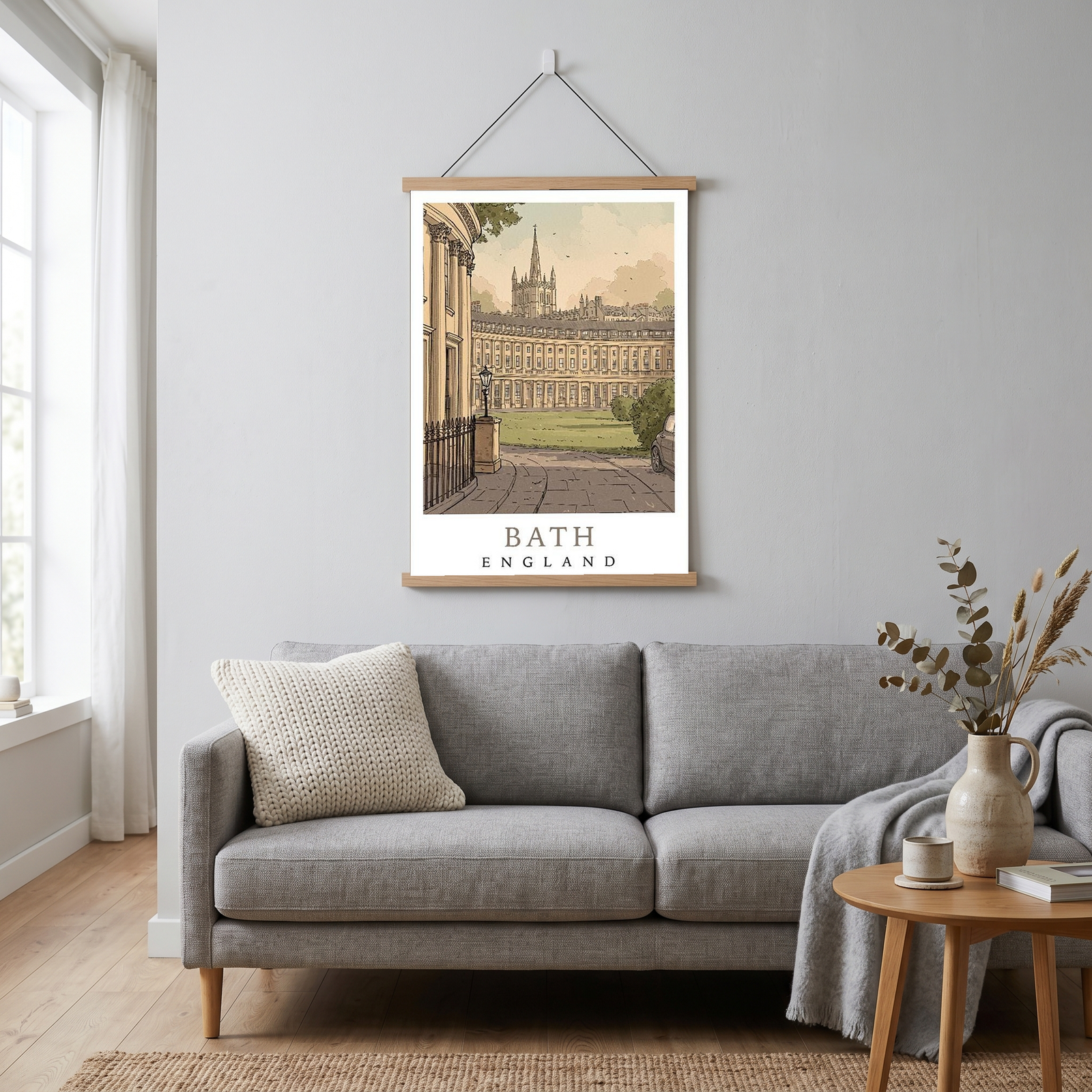 Bath England Travel Poster — Royal Crescent Abbey Georgian Print