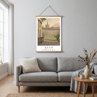 Bath England Travel Poster — Royal Crescent Abbey Georgian Print