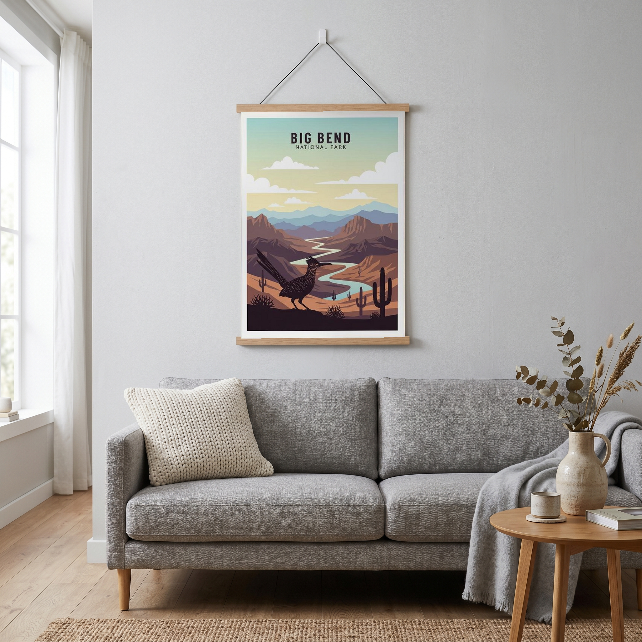 Big Bend National Park Poster — Vintage Texas Roadrunner Rio Grande Print