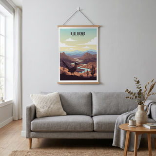 Big Bend National Park Poster — Vintage Texas Roadrunner Rio Grande Print
