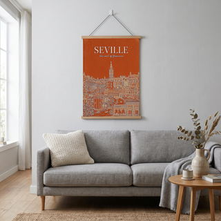 Seville Line Art Print — Terracotta Giralda Tower Plaza de España Wall Art